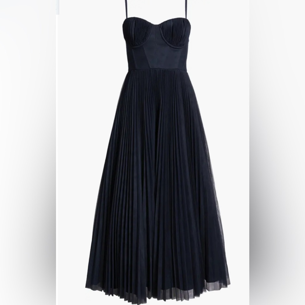 Hutch Pleated Cocktail Dress with Mesh Overlay - Picture 7 of 8